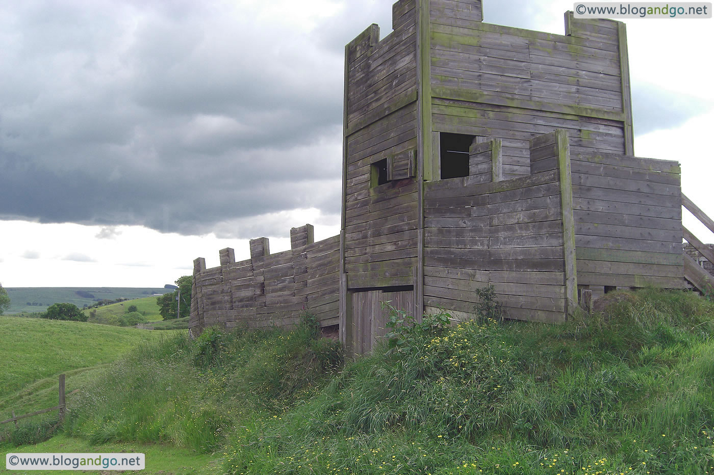 Hadrian's Wall Path - Vindolanda - Replica of Hadrian's Wall in turf and wood